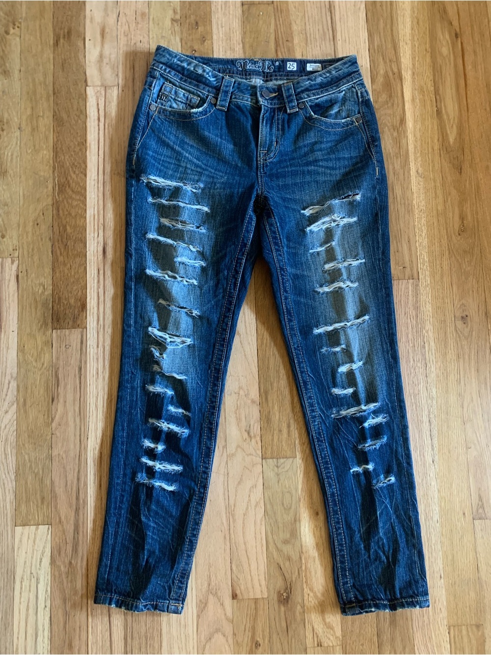 Miss Me Dark Blue Distressed Cropped Jeans